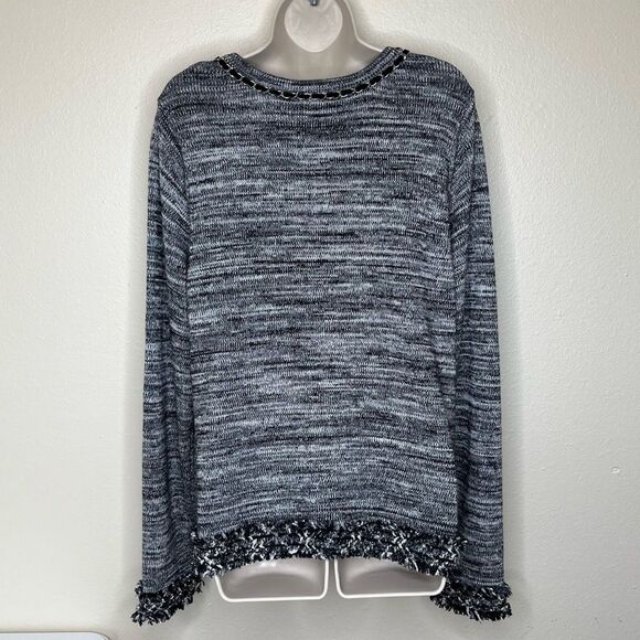 Lane Bryant Metallic Fringe Button Front Cardigan Black White Women Size 14/16 - Picture 7 of 15